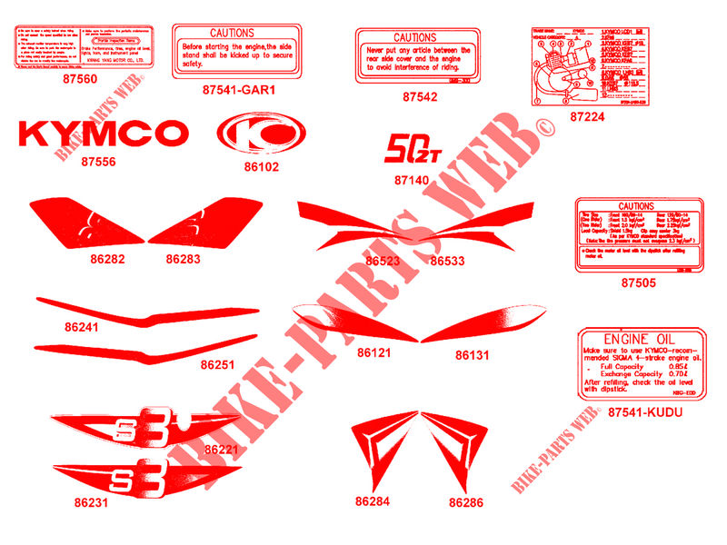 STICKERS for Kymco SUPER 8 50 MMC 2T EURO II STREET TECHNOLOGY