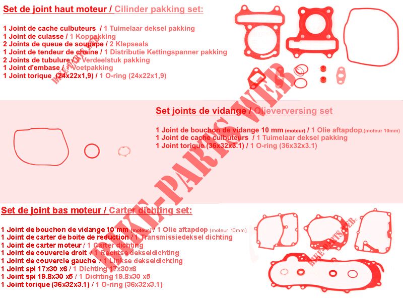 SET OF GENUINE PARTS for Kymco VITALITY 50 4T EURO II