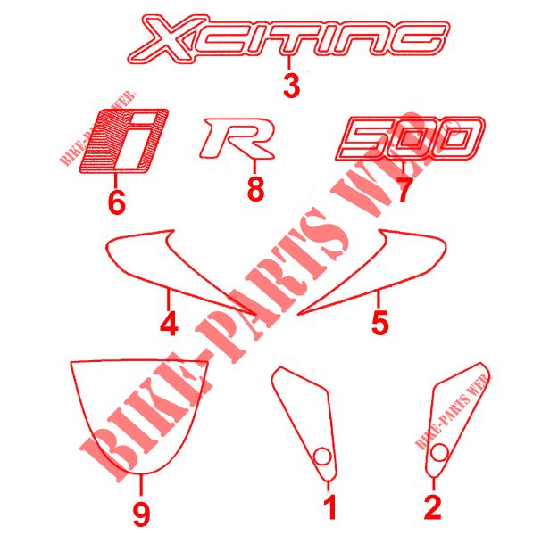 STICKERS for Kymco XCITING 500 RI 4T EURO III
