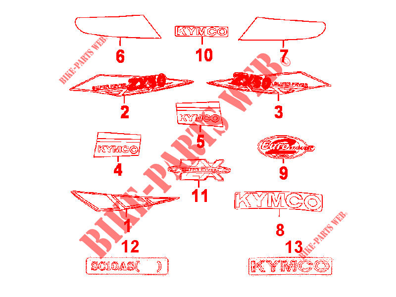 STICKERS for Kymco ZX 12 50 2T EURO I SUPER FEVER