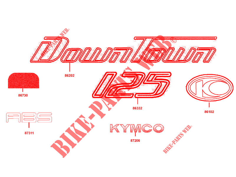STICKERS for Kymco DOWNTOWN125 I ABS EURO 4