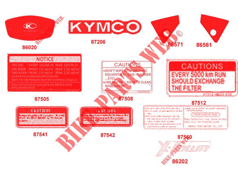 STICKERS for Kymco XTOWN 125 I BLACK KAKI CBS EURO 4