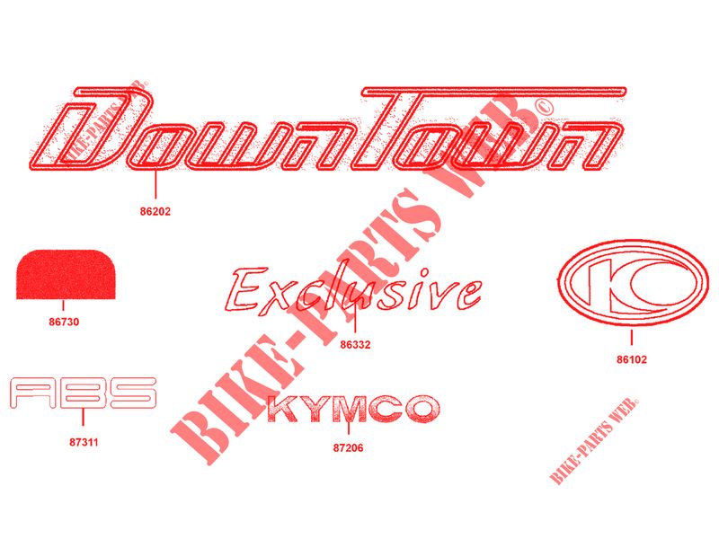 STICKERS for Kymco DOWNTOWN 125 I ABS EXCLUSIVE EURO 3
