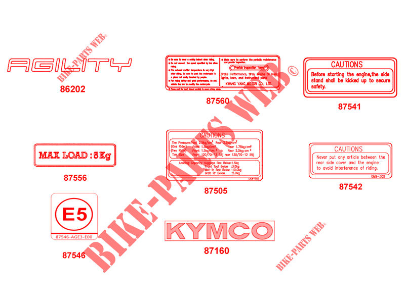 STICKERS for Kymco AGILITY 50 12 4T EURO 4