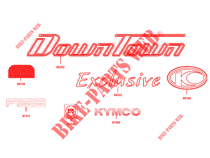STICKERS for Kymco DOWNTOWN125I ABS EXCLUSIVE NOODOE EURO 4