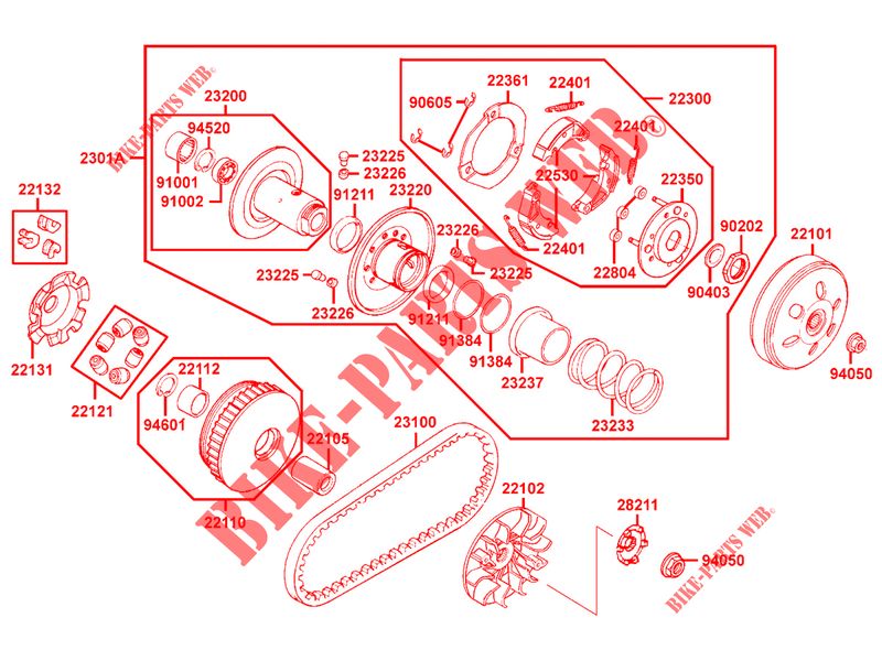 VARIATOR / CLUTCH for Kymco DINK 125 4T EURO III