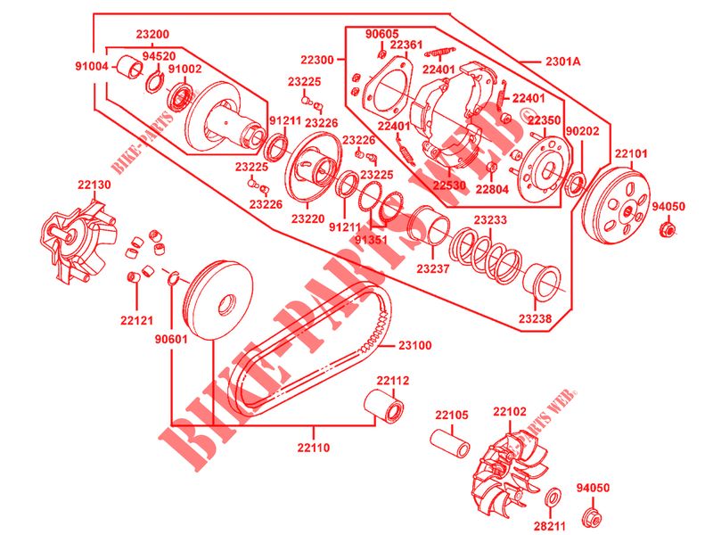VARIATOR / CLUTCH for Kymco XTOWN 125 I CBS EXCLUSIVE EURO 4