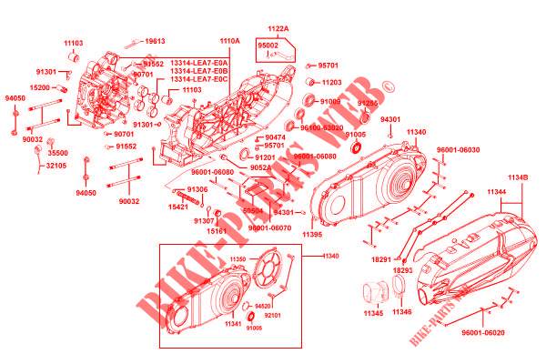 ENGINE CASINGS for Kymco DOWNTOWN 200I