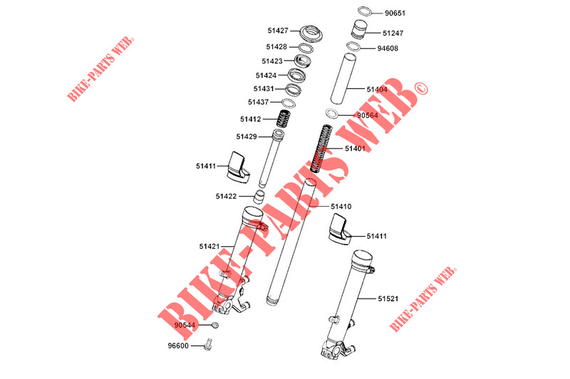 FRONT FORK (DETAIL) for Kymco XCITING S 400i TCS 4T EURO 5