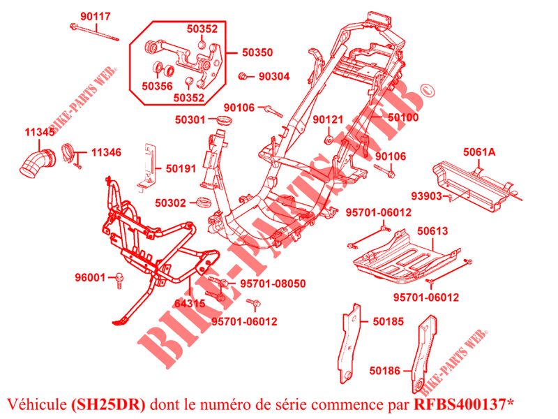 FRAME (SH25DR) for Kymco GRAND DINK 125 MMC 4T EURO III