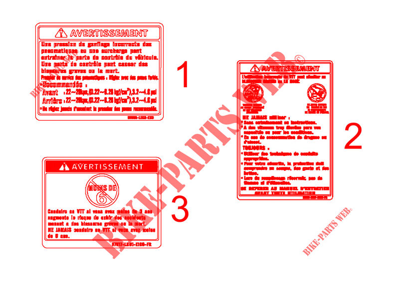 WARNING LABELS for Kymco MAXXER 50 S 2T EURO II