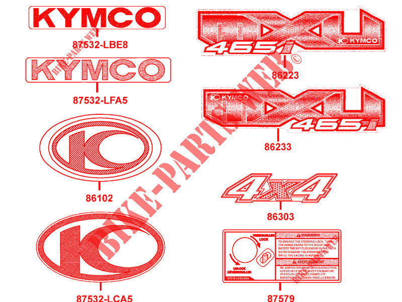 STICKERS for Kymco MXU 465 4X4 INJECTION 4T EURO II