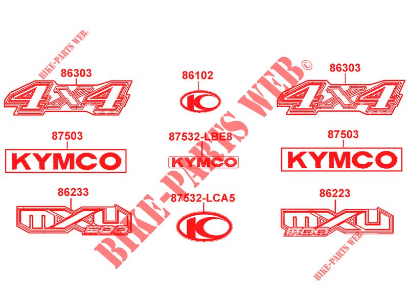 STICKERS for Kymco MXU 500 2X4    4X4 4T EURO II