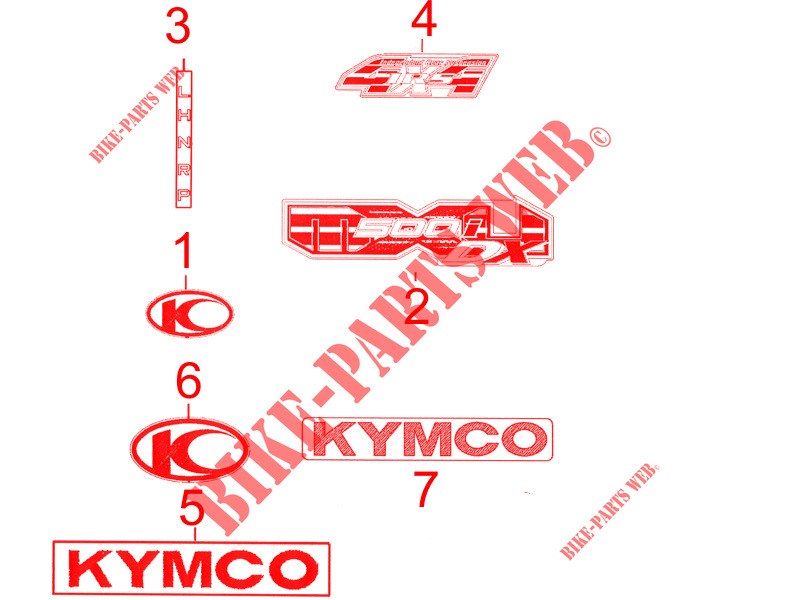 STICKERS for Kymco MXU 500 DX IRS 4X4 INJECTION 4T EURO II