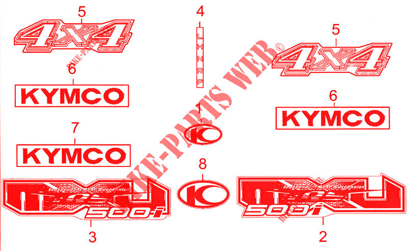 STICKERS for Kymco MXU 500 IRS 4X4 INJECTION 4T EURO II